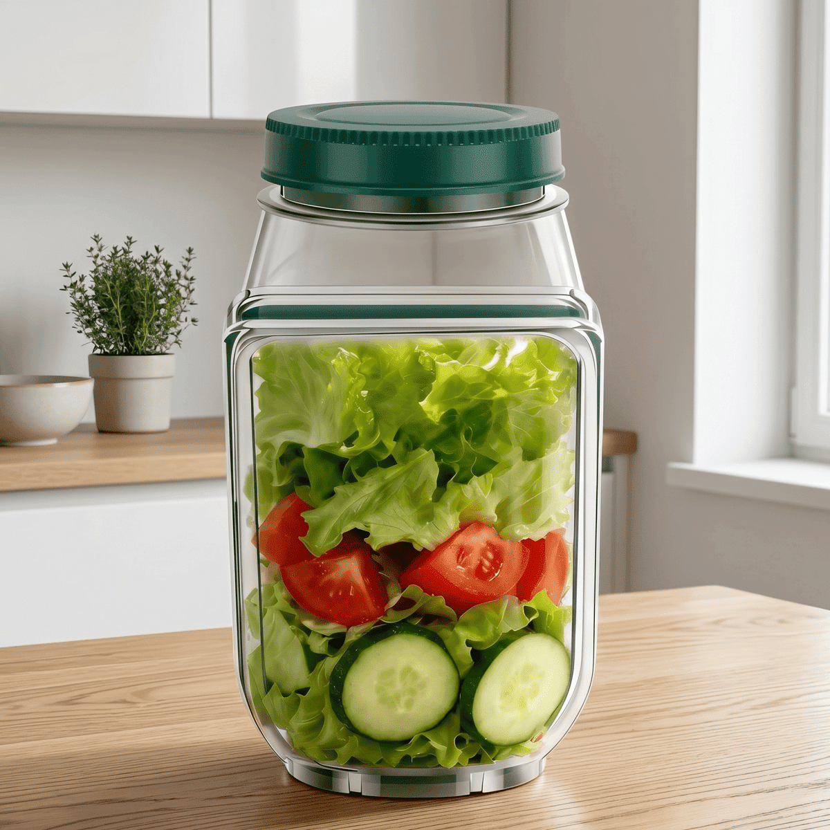 Tarro para Ensalada con Compartimento para Aliño